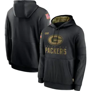 Green Bay Packers Men's 2020 Salute to Service Sideline Performance Pullover Hoodie - Black