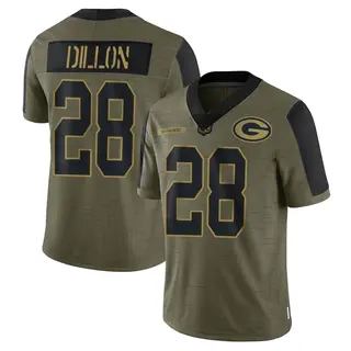 Green Bay Packers Men's AJ Dillon Limited 2021 Salute To Service Jersey - Olive
