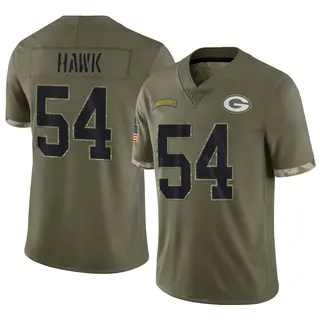 Green Bay Packers Men's A.J. Hawk Limited 2022 Salute To Service Jersey - Olive