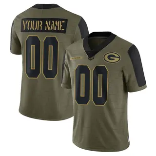 Green Bay Packers Men's Custom Limited 2021 Salute To Service Jersey - Olive