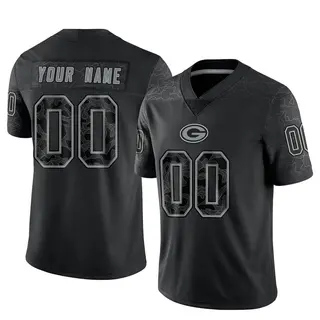 Green Bay Packers Men's Custom Limited Reflective Jersey - Black