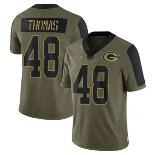 Green Bay Packers Men's DQ Thomas Limited 2021 Salute To Service Jersey - Olive