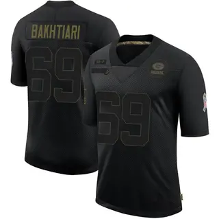 Green Bay Packers Men's David Bakhtiari Limited 2020 Salute To Service Jersey - Black