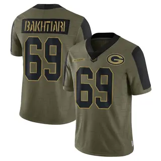 Green Bay Packers Men's David Bakhtiari Limited 2021 Salute To Service Jersey - Olive
