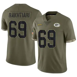 Green Bay Packers Men's David Bakhtiari Limited 2022 Salute To Service Jersey - Olive