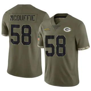 Green Bay Packers Men's Isaiah McDuffie Limited 2022 Salute To Service Jersey - Olive