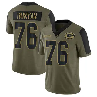 Green Bay Packers Men's Jon Runyan Limited 2021 Salute To Service Jersey - Olive