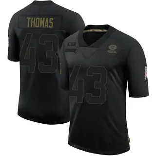 Green Bay Packers Men's Kiondre Thomas Limited 2020 Salute To Service Jersey - Black