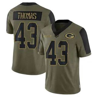 Green Bay Packers Men's Kiondre Thomas Limited 2021 Salute To Service Jersey - Olive