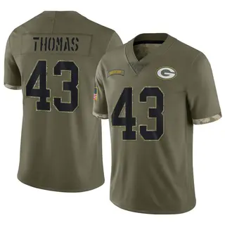 Green Bay Packers Men's Kiondre Thomas Limited 2022 Salute To Service Jersey - Olive