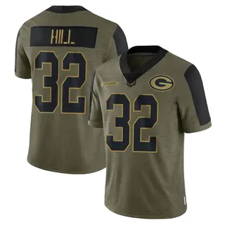 Green Bay Packers Men's Kylin Hill Limited 2021 Salute To Service Jersey - Olive