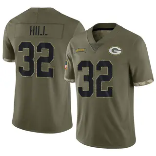 Green Bay Packers Men's Kylin Hill Limited 2022 Salute To Service Jersey - Olive