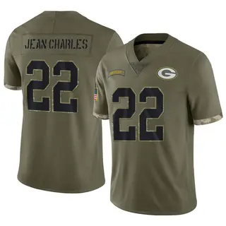 Green Bay Packers Men's Shemar Jean-Charles Limited 2022 Salute To Service Jersey - Olive