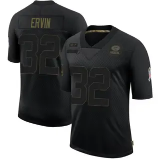Green Bay Packers Men's Tyler Ervin Limited 2020 Salute To Service Jersey - Black