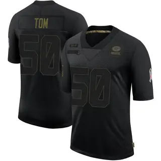 Green Bay Packers Men's Zach Tom Limited 2020 Salute To Service Jersey - Black