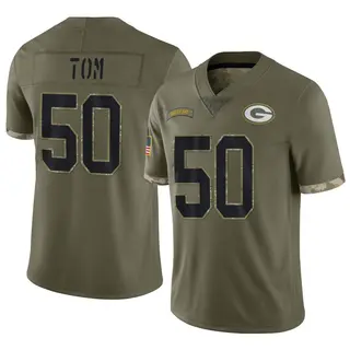 Green Bay Packers Men's Zach Tom Limited 2022 Salute To Service Jersey - Olive