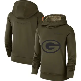 Green Bay Packers Women's 2018 Salute to Service Team Logo Performance Pullover Hoodie - Olive