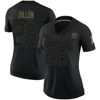 Green Bay Packers Women's AJ Dillon Limited 2020 Salute To Service Jersey - Black