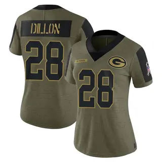 Green Bay Packers Women's AJ Dillon Limited 2021 Salute To Service Jersey - Olive
