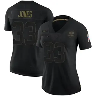 Green Bay Packers Women's Aaron Jones Limited 2020 Salute To Service Jersey - Black