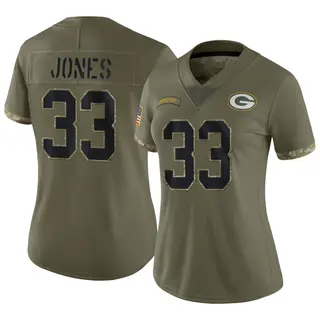 Green Bay Packers Women's Aaron Jones Limited 2022 Salute To Service Jersey - Olive
