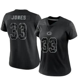 Green Bay Packers Women's Aaron Jones Limited Reflective Jersey - Black