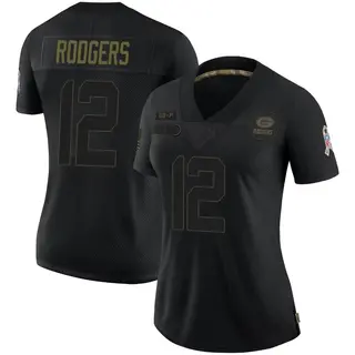 Green Bay Packers Women's Aaron Rodgers Limited 2020 Salute To Service Jersey - Black