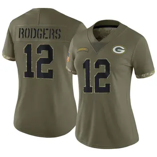 Green Bay Packers Women's Aaron Rodgers Limited 2022 Salute To Service Jersey - Olive