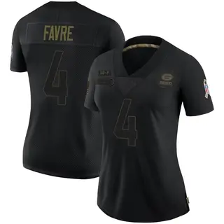 Green Bay Packers Women's Brett Favre Limited 2020 Salute To Service Jersey - Black