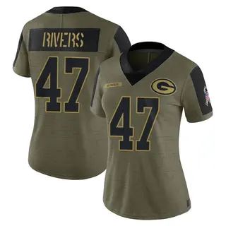 Green Bay Packers Women's Chauncey Rivers Limited 2021 Salute To Service Jersey - Olive