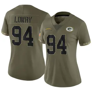 Green Bay Packers Women's Dean Lowry Limited 2022 Salute To Service Jersey - Olive