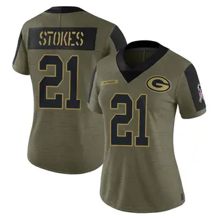Green Bay Packers Women's Eric Stokes Limited 2021 Salute To Service Jersey - Olive