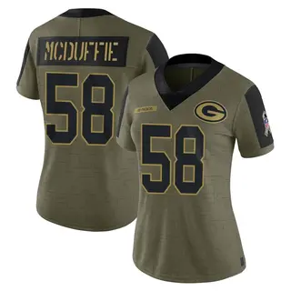 Green Bay Packers Women's Isaiah McDuffie Limited 2021 Salute To Service Jersey - Olive
