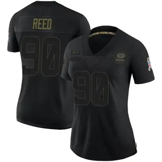 Green Bay Packers Women's Jarran Reed Limited 2020 Salute To Service Jersey - Black