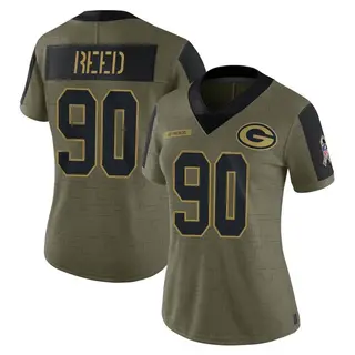 Green Bay Packers Women's Jarran Reed Limited 2021 Salute To Service Jersey - Olive