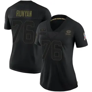 Green Bay Packers Women's Jon Runyan Limited 2020 Salute To Service Jersey - Black