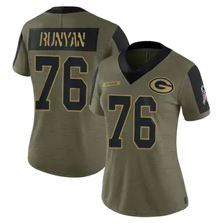 Green Bay Packers Women's Jon Runyan Limited 2021 Salute To Service Jersey - Olive