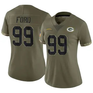Green Bay Packers Women's Jonathan Ford Limited 2022 Salute To Service Jersey - Olive