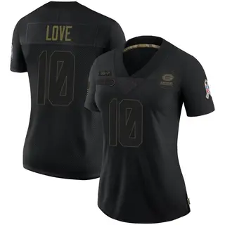 Green Bay Packers Women's Jordan Love Limited 2020 Salute To Service Jersey - Black