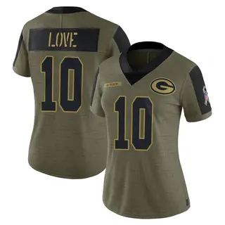Green Bay Packers Women's Jordan Love Limited 2021 Salute To Service Jersey - Olive