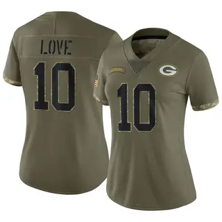 Green Bay Packers Women's Jordan Love Limited 2022 Salute To Service Jersey - Olive