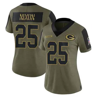 Green Bay Packers Women's Keisean Nixon Limited 2021 Salute To Service Jersey - Olive
