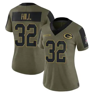 Green Bay Packers Women's Kylin Hill Limited 2021 Salute To Service Jersey - Olive