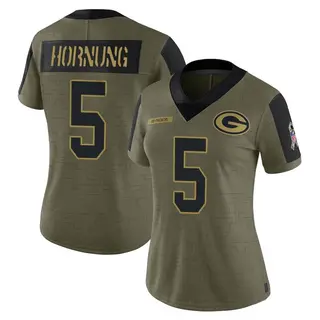 Green Bay Packers Women's Paul Hornung Limited 2021 Salute To Service Jersey - Olive