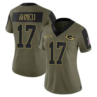 Green Bay Packers Women's Ramiz Ahmed Limited 2021 Salute To Service Jersey - Olive