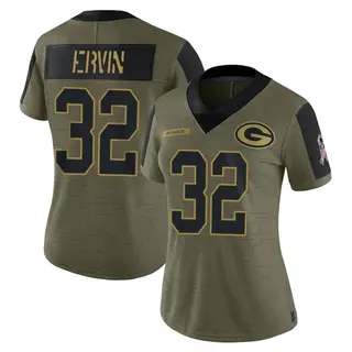 Green Bay Packers Women's Tyler Ervin Limited 2021 Salute To Service Jersey - Olive