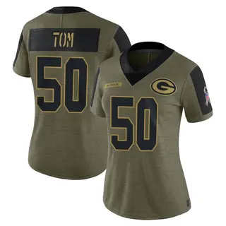 Green Bay Packers Women's Zach Tom Limited 2021 Salute To Service Jersey - Olive