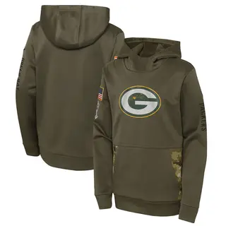 Green Bay Packers Youth 2022 Salute To Service Performance Pullover Hoodie - Olive