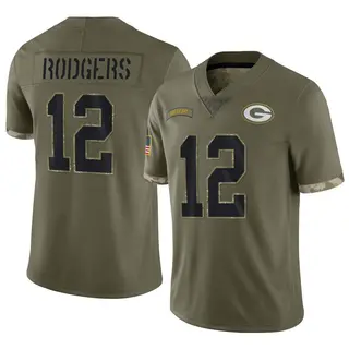 Green Bay Packers Youth Aaron Rodgers Limited 2022 Salute To Service Jersey - Olive