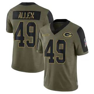 Green Bay Packers Youth Austin Allen Limited 2021 Salute To Service Jersey - Olive